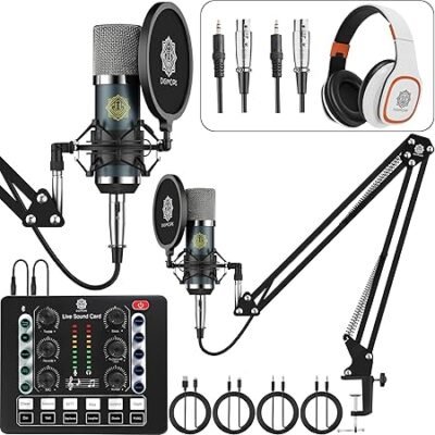 Digimore D-442 Dual Condenser Microphone Kit for Singing with D-220 Sound Card