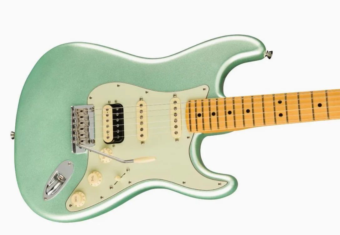 0113912718-3.webp Fender 0113912718 AM Pro II Strat HSS Maple Mystic Surf Green Electric Guitar