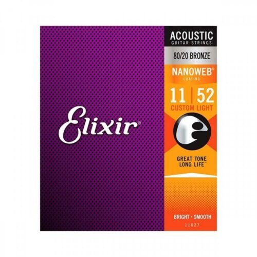 11027-elixir.jpg Elixir Acoustic Guitar String 80-20 Bronze With Nanoweb Coating 11-52 Custom Light 11027