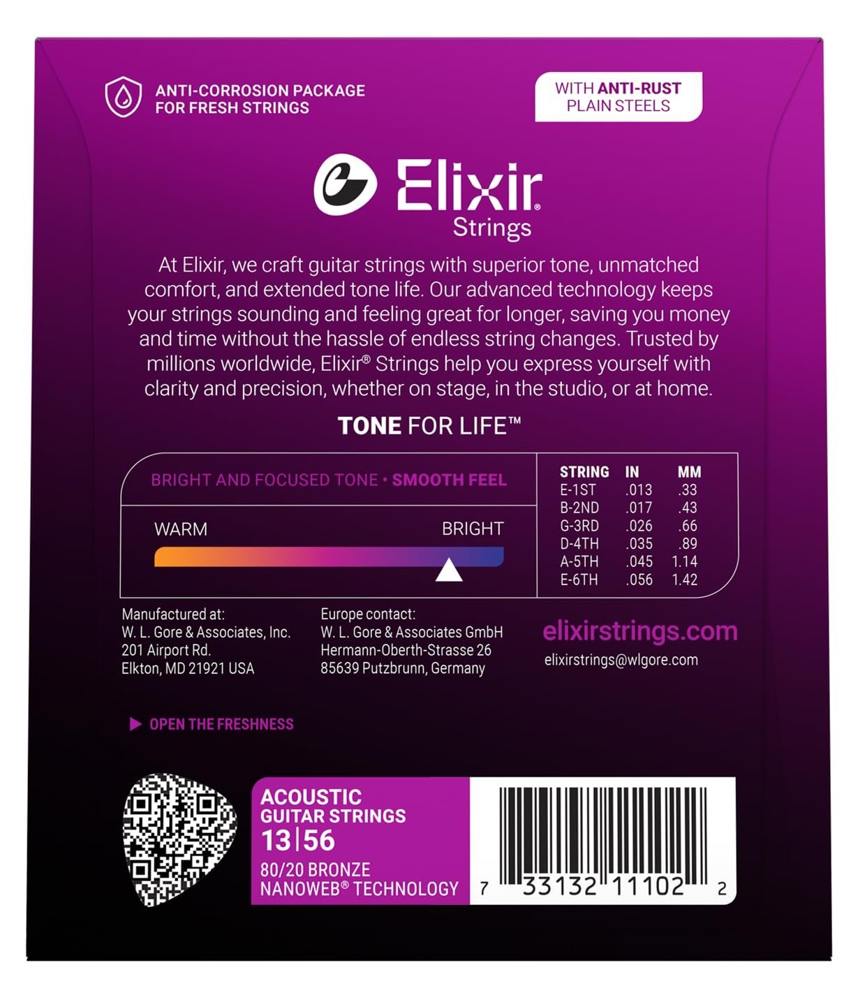 Elixir Strings Acoustic Guitar Strings, 6-String, Medium NANOWEB Coating