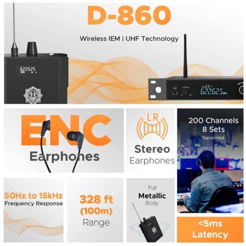 Digimore D 860 UHF 2 Channel Wireless In Ear Monitor System Digimore D 860 UHF 2 Channel Wireless In Ear Monitor System