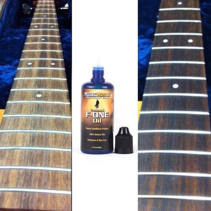 1_F-ONE-beforeafter.jpg Music Nomad MN105 Fretboard F-ONE Oil Cleaner and Conditioner