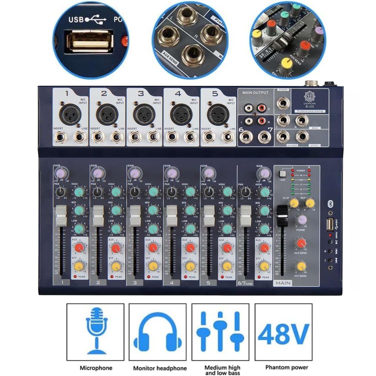 2_71a-XhP8e0L._SL1500_.jpg Digimore D 255 7 Channel Audio Mixer with USB & Phantom Power