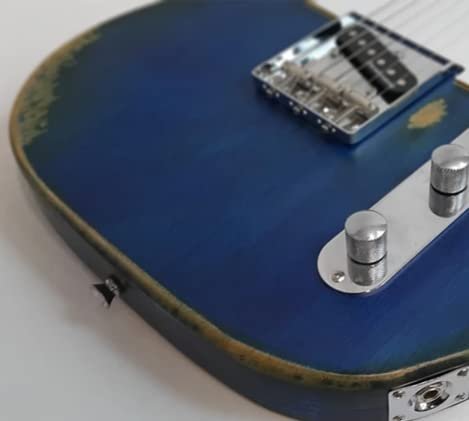 31s1CnskPpL.jpg NEWEN Relic Telecaster Style Electric Guitar Made in Argentina, White Oak Wood, (Blue)