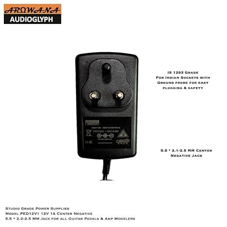 51RE70TIfL._SX466_-1.jpg Arowana PED12V1 12V 1A Center-Negative Power Supply