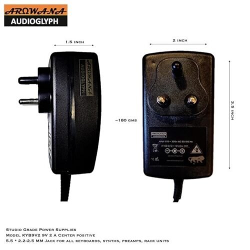 Arowana KYB9V2 Studio Grade Center Positive 9V 2A Power Supply for Keboards, Synthesizers & Preamps