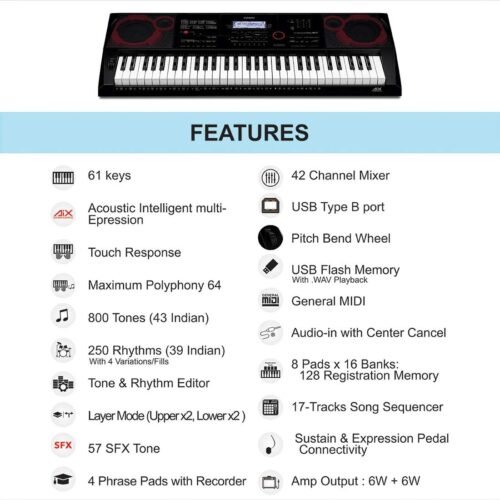 Casio CT-X8000IN Indian Keyboard Black