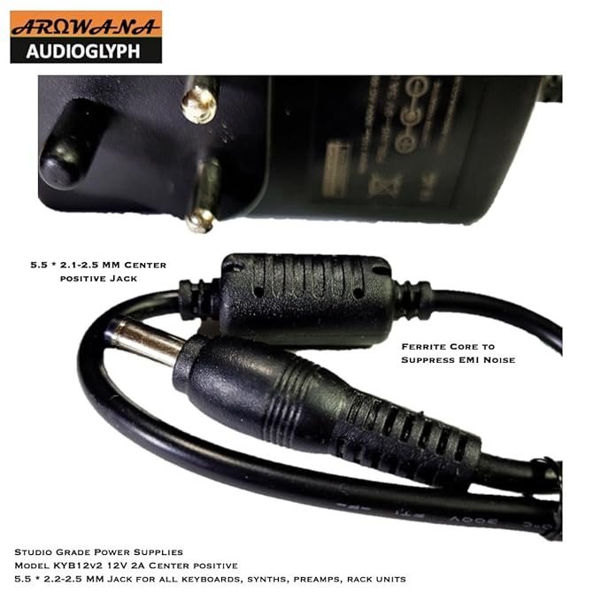 61AyEfTKtML._SX679_.jpg Arowana KYB12V2 Studio Grade Center Positive 12V 2A Power Supply for Keyboards, Synths, Preamps & other Audio Gear