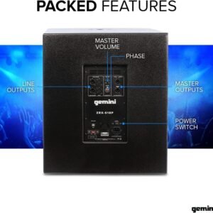 Gemini Sound ZRX-S18P 18" Inch Woofer Professional DJ PA Systems Active Powered Subwoofers with 1600W Watts Class D Digital