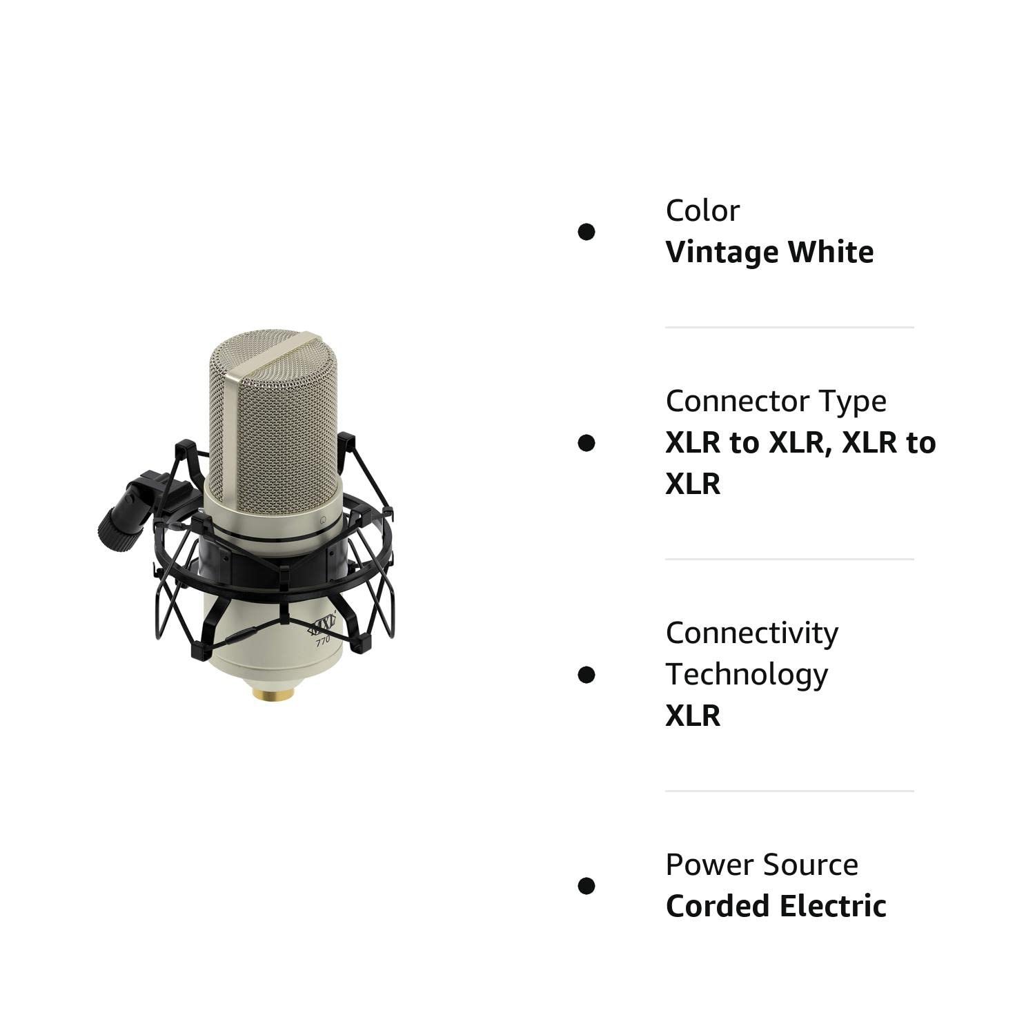 MXL 770 Condenser Microphone Complete Bundle With Integrated Pop Filter/Shockmount Kit and XLR Cable