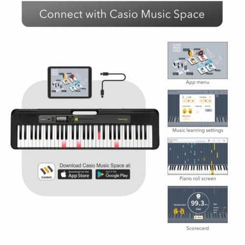 Casio LK-S250 Casiotone 61-Keys Keylighting Portable Keyboard With Adaptor