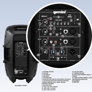 Gemini AS-2115BT-LT 2000-Watt 15-Inch Multi LED Bluetooth Loudspeaker