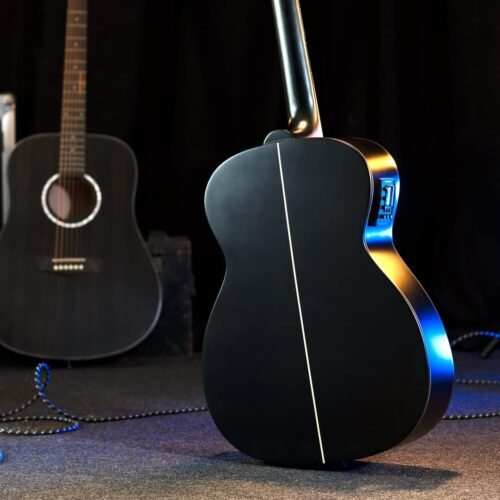 Washburn 6 String Acoustic-Electric Guitar, Right, Striped Ebony (DFEFE)