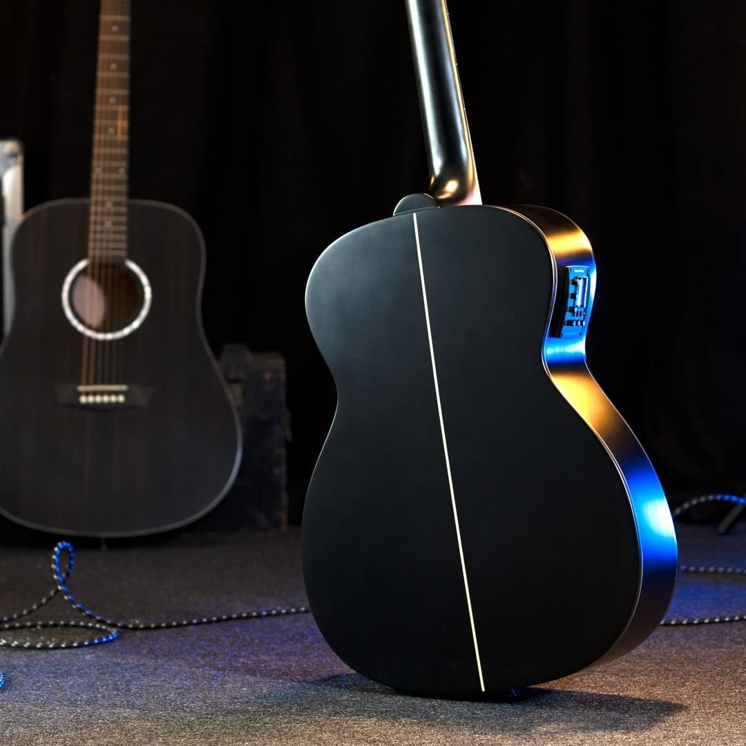 Washburn 6 String Acoustic-Electric Guitar, Right, Striped Ebony (DFEFE)