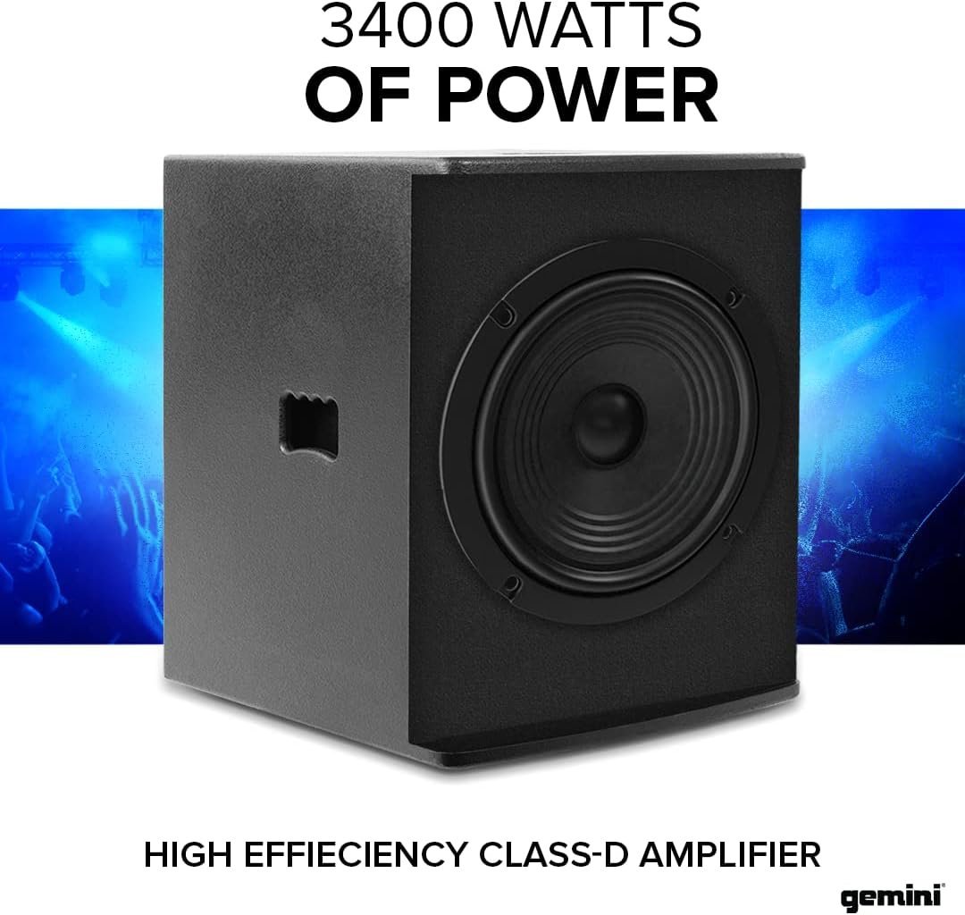 Gemini Sound ZRX-S18P 18" Inch Woofer Professional DJ PA Systems Active Powered Subwoofers with 1600W Watts Class D Digital