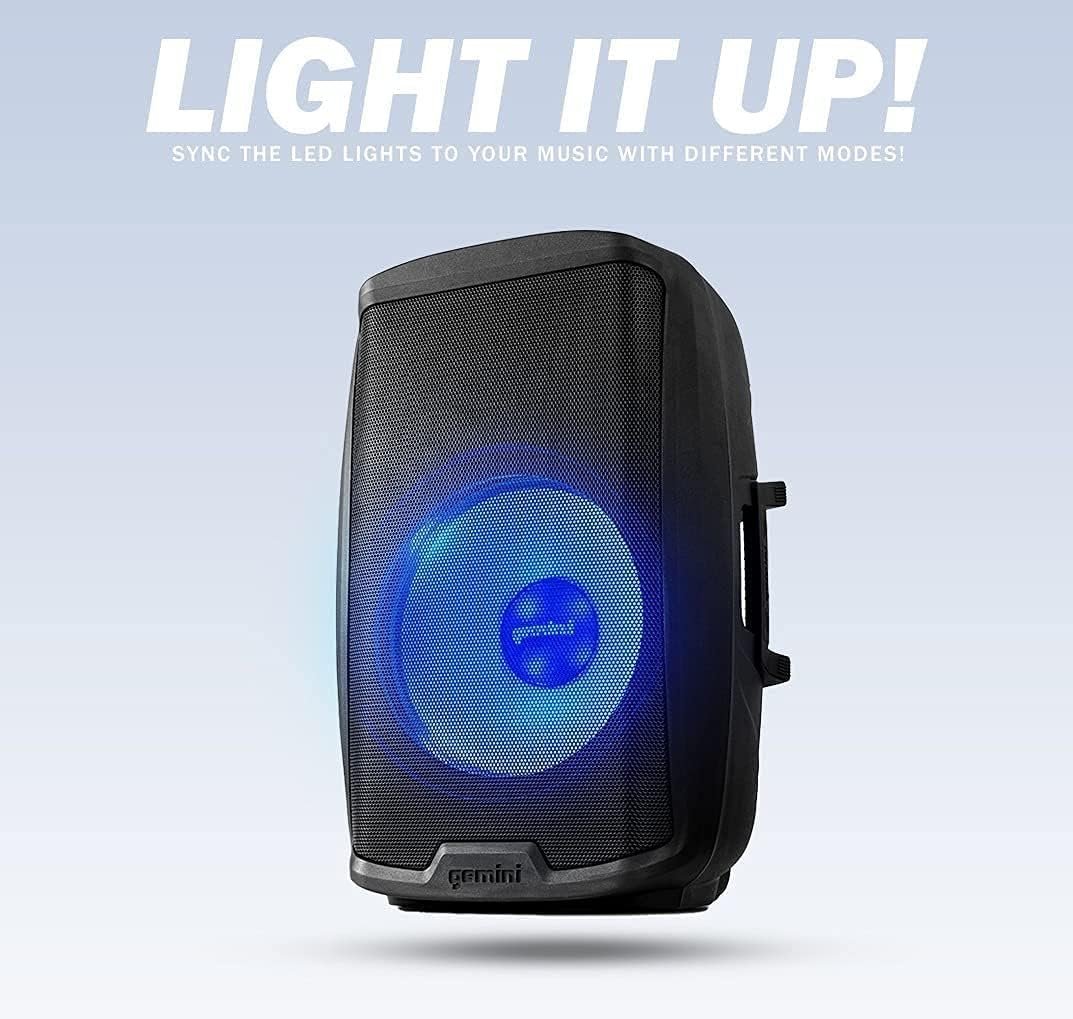 Gemini AS-2115BT-LT 2000-Watt 15-Inch Multi LED Bluetooth Loudspeaker