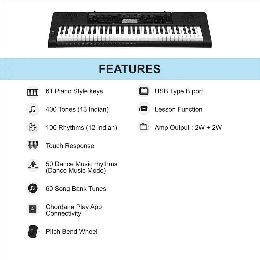 Casio CTK-3500 61-Key Standard Keyboard - Black
