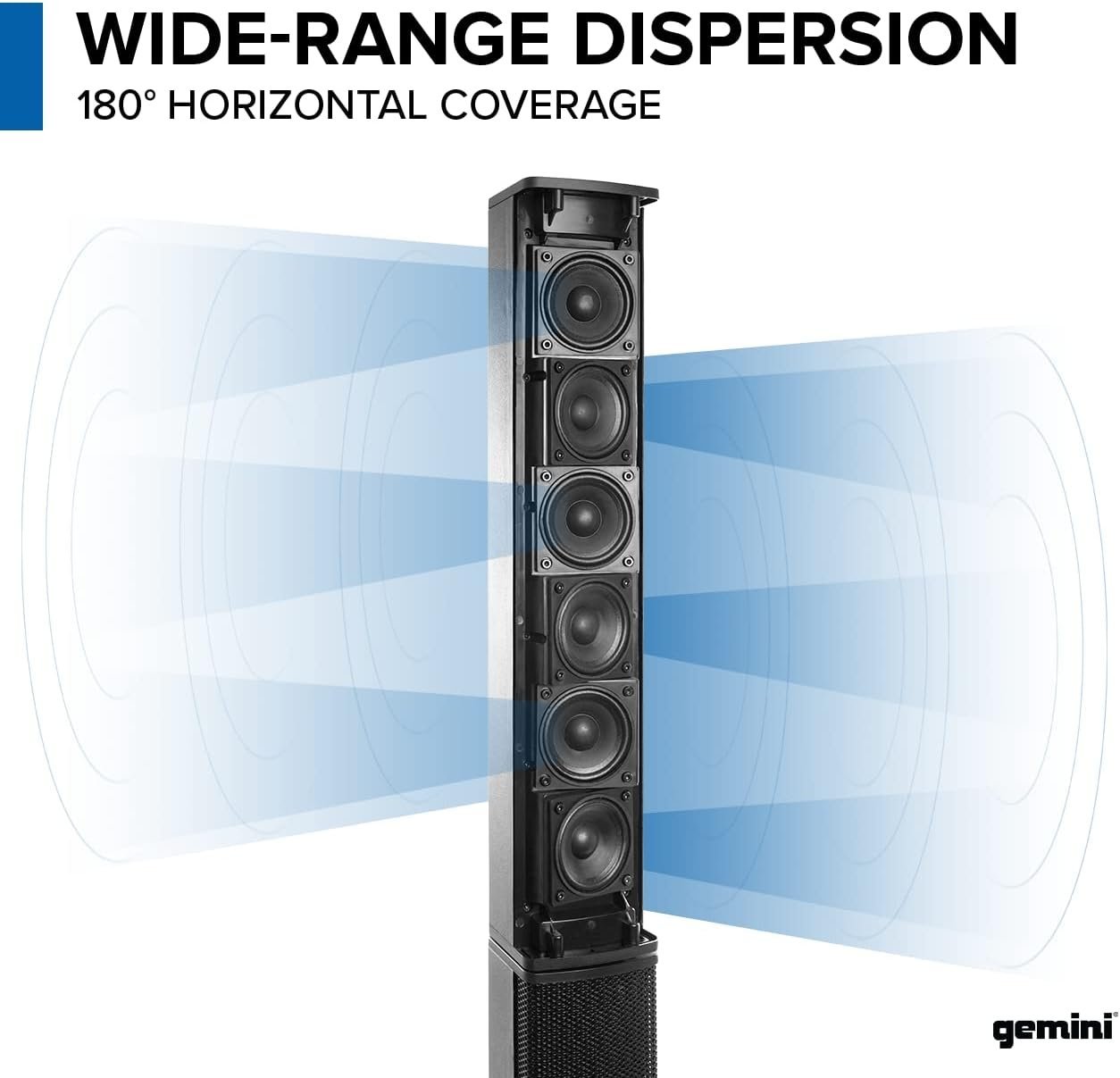 Gemini Sound WRX-843 Professional Audio Bluetooth 78" Inch Tall Column Line Array PA Speakers, 8" Inch Subwoofer, 3000W Watts