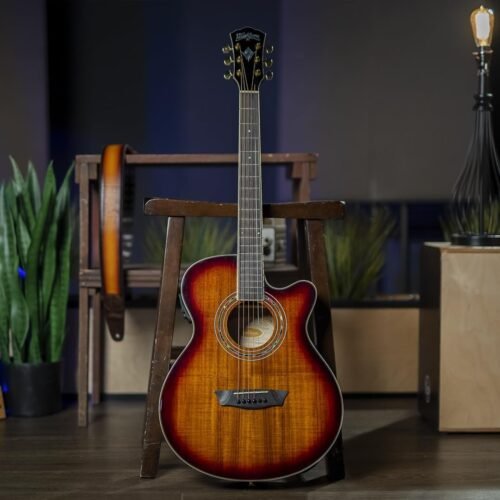 Washburn Festival Series 6 String Acoustic Electric Guitar, Right, Koa Burst, Cutaway Mini Jumbo (EA55G-A) Washburn Festival Series 6 String Acoustic Electric Guitar, Right, Koa Burst, Cutaway Mini Jumbo (EA55G-A)