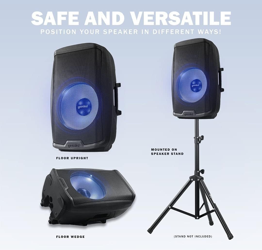 Gemini AS-2115BT-LT 2000-Watt 15-Inch Multi LED Bluetooth Loudspeaker