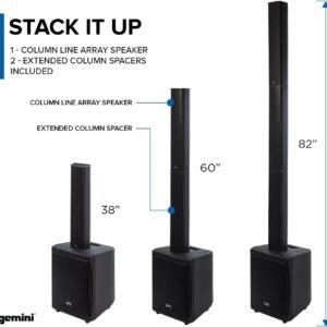 Gemini Sound WRX-843 Professional Audio Bluetooth 78" Inch Tall Column Line Array PA Speakers, 8" Inch Subwoofer, 3000W Watts