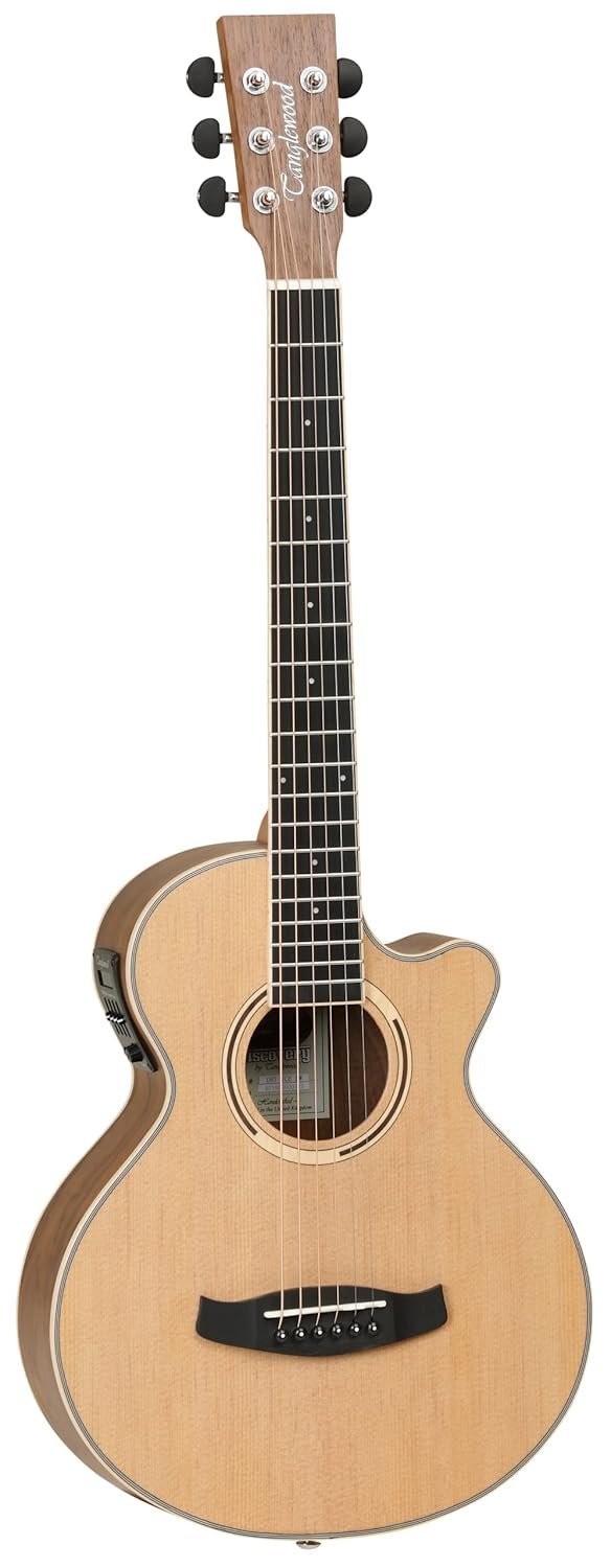 Tanglewood Discovery Exotic DBT TCE BW Electro-Acoustic Travel Guitar, with Bag, FISHMAN Pickup, Free Natural