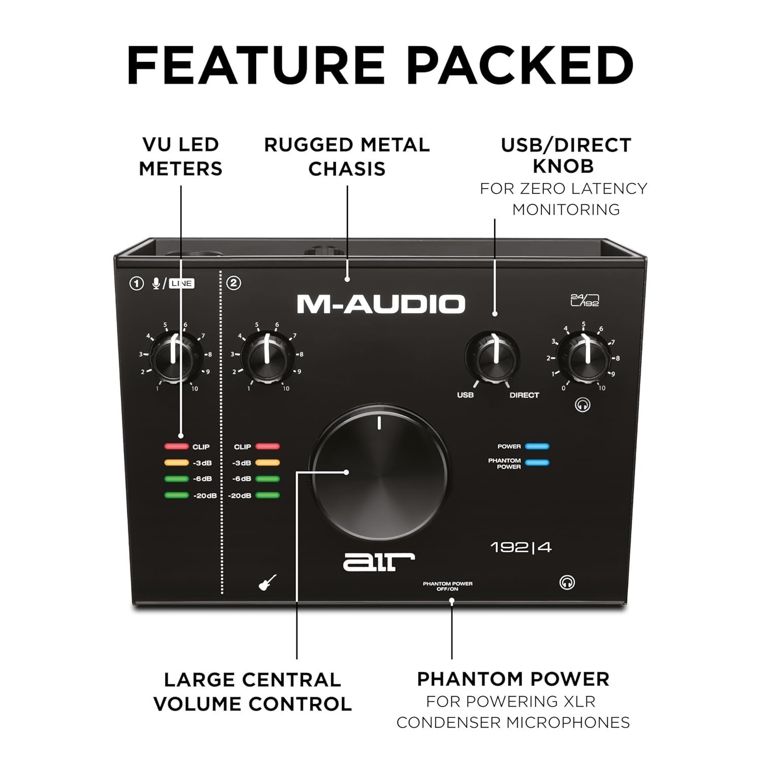 67dd32a04b187f5b611712cebcb6101fb2675bd2b7e1504108558.jpg M-Audio Air 192|4 | 2-In 2-Out Usb Audio Interface
