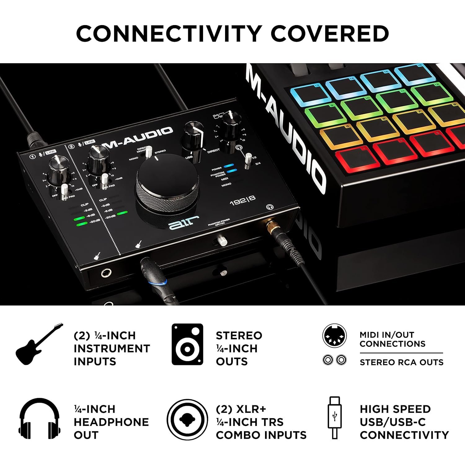 67dd32d8cd9b44a24103973d57a08a2d7dd9d33a5f389bf6cfe83.jpg M-Audio Air 192|4 | 2-In 2-Out Usb Audio Interface
