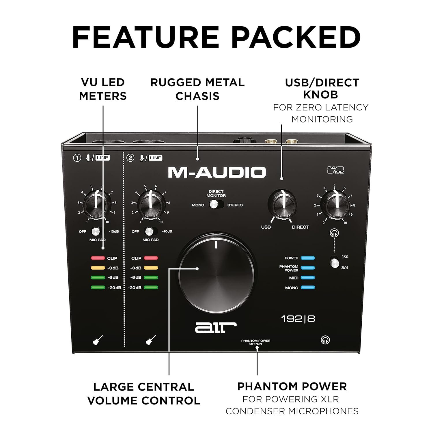 67dd32de727b6f452d3fddf9d81da7c1fcecb16ca492df7115731.jpg M-Audio Air 192|4 | 2-In 2-Out Usb Audio Interface