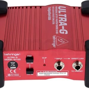 67ed2bef190995f91248ac21fa69fe7dc9af0ca1c65d160dbbd2d.jpg Behringer Ultra-G GI100 Professional Battery/Phantom Powered DI-Box with Guitar Speaker Emulation, 10Hz-160kHz Frequency Response