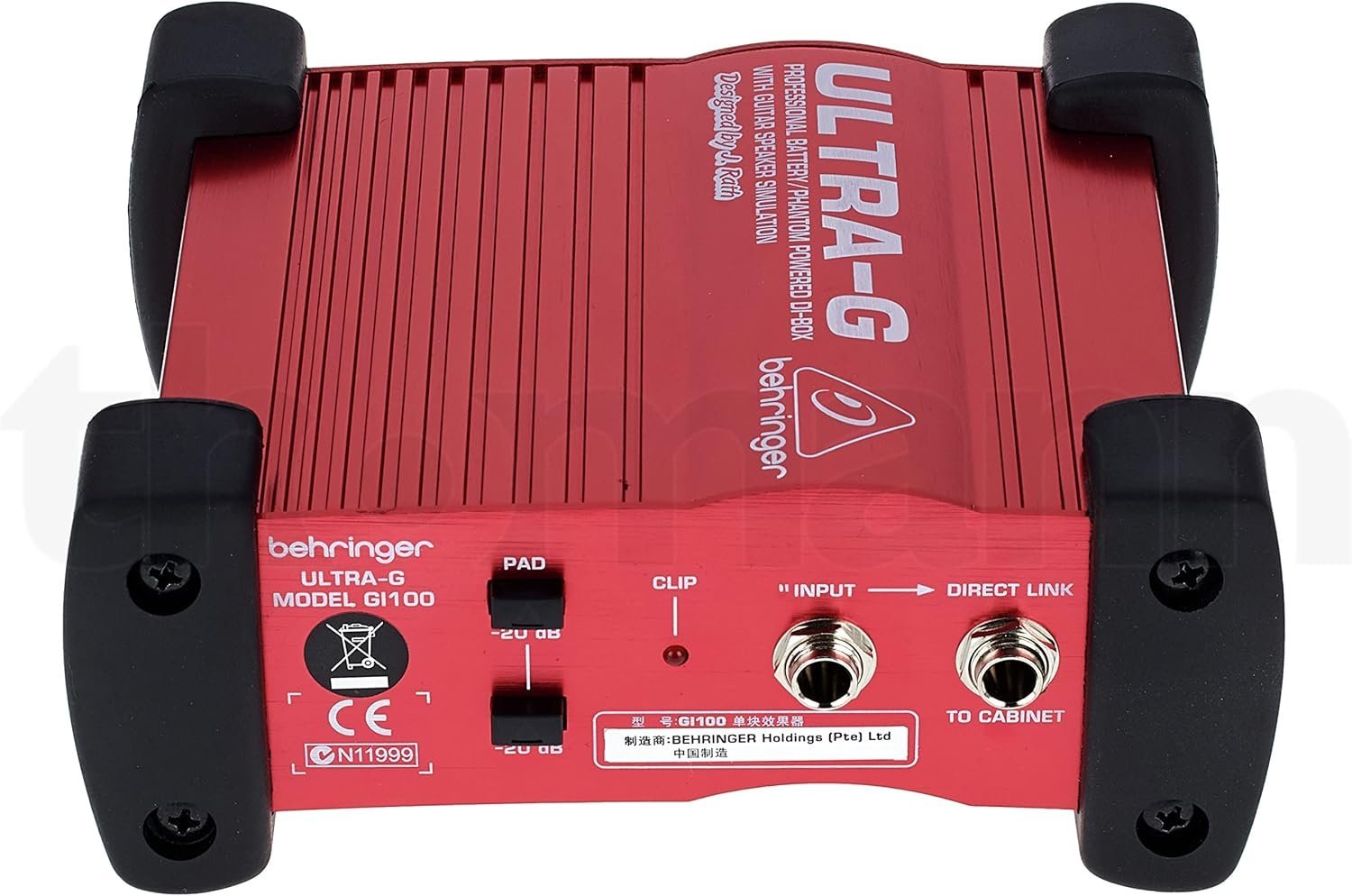 67ed2bef190995f91248ac21fa69fe7dc9af0ca1c65d160dbbd2d.jpg Behringer Ultra-G GI100 Professional Battery/Phantom Powered DI-Box with Guitar Speaker Emulation, 10Hz-160kHz Frequency Response