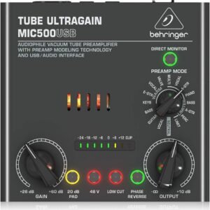 67ed2ea28c46c7c94cfd6be6060cc5a77d751995e42fa153668fe.jpg Behringer TUBE ULTRAGAIN MIC500USB Audiophile Vacuum Tube Preamplifier with Preamp Modeling Technology and USB/Audio Interface