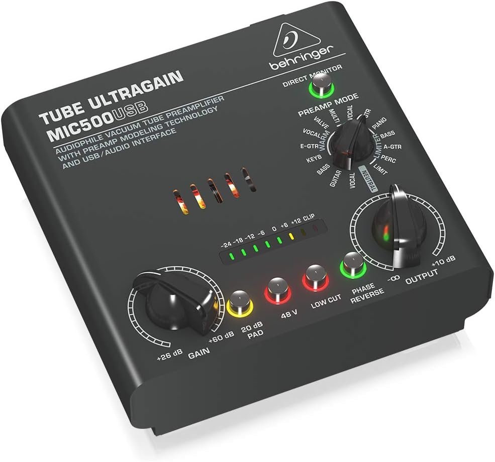 67ed2ea3c761d829152d03b90a3e5e62becaff8a2678f02e1b6d6.jpg Behringer TUBE ULTRAGAIN MIC500USB Audiophile Vacuum Tube Preamplifier with Preamp Modeling Technology and USB/Audio Interface