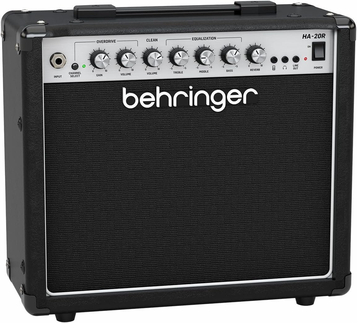 Behringer HA-20R 20 Watt Guitar Amplifier with 2 Independent Channels, VTC Tube Modeling, Reverb and Original Bugera 8" Speaker