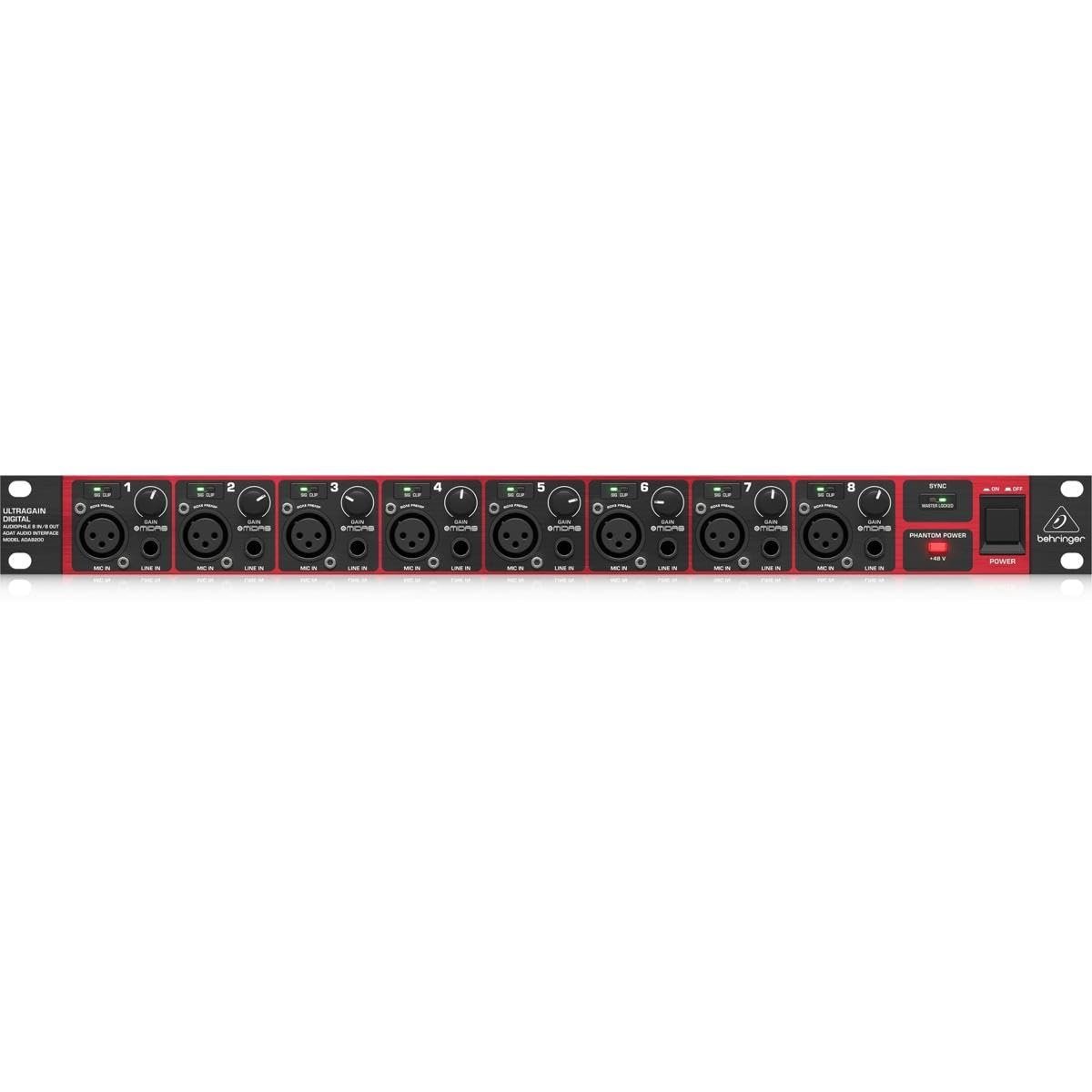 67ed506984d4275e71ffbe5b930e3bfb7dd605643de2bb982495f.jpg Behringer ADA8200 Ultragain Digital Audiophile 8 In/8 Out ADAT Audio Interface with MIDAS Mic Preamplifiers