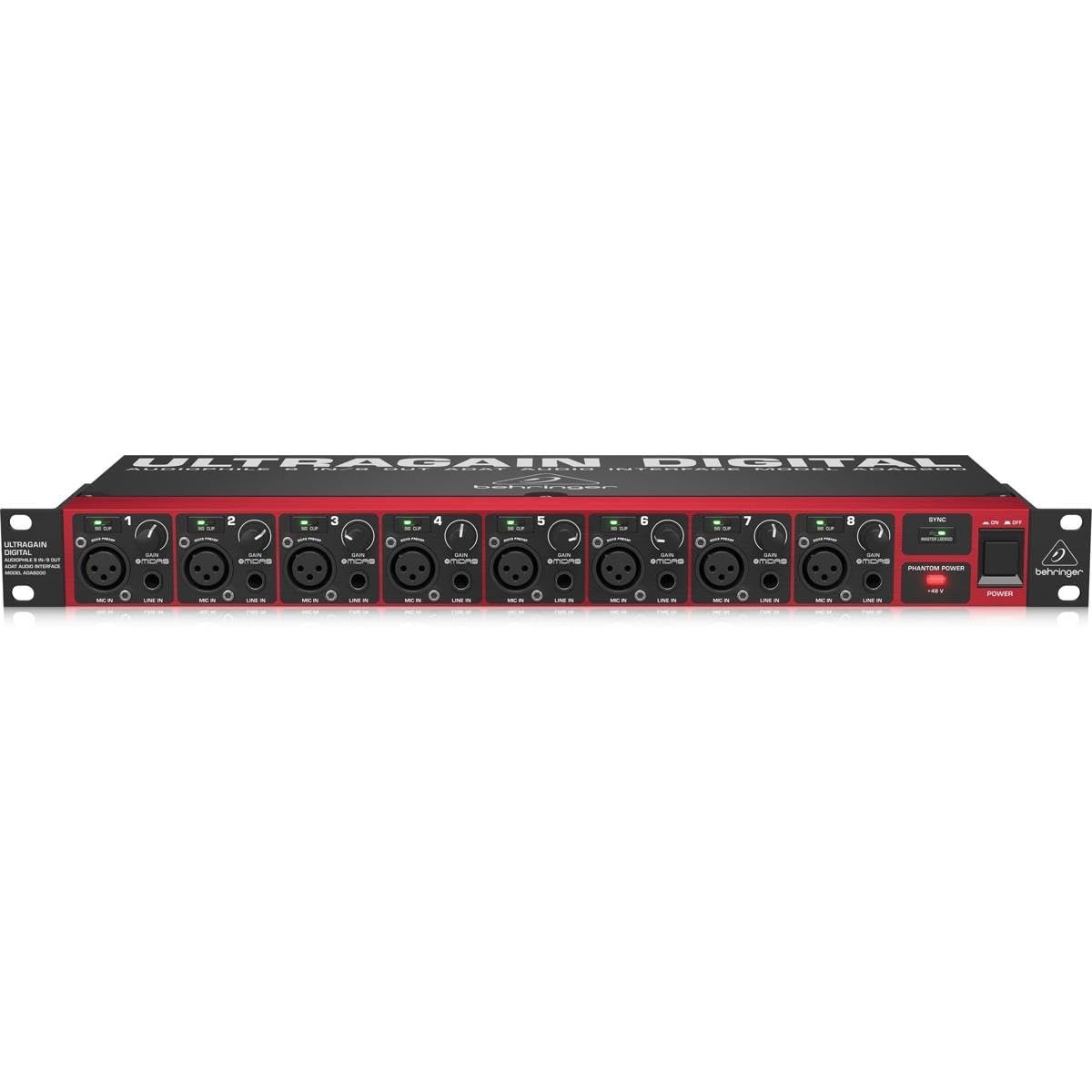 67ed506aa5dc64ddcac7171cdc967d0be0e7c622941b56b6102bd.jpg Behringer ADA8200 Ultragain Digital Audiophile 8 In/8 Out ADAT Audio Interface with MIDAS Mic Preamplifiers