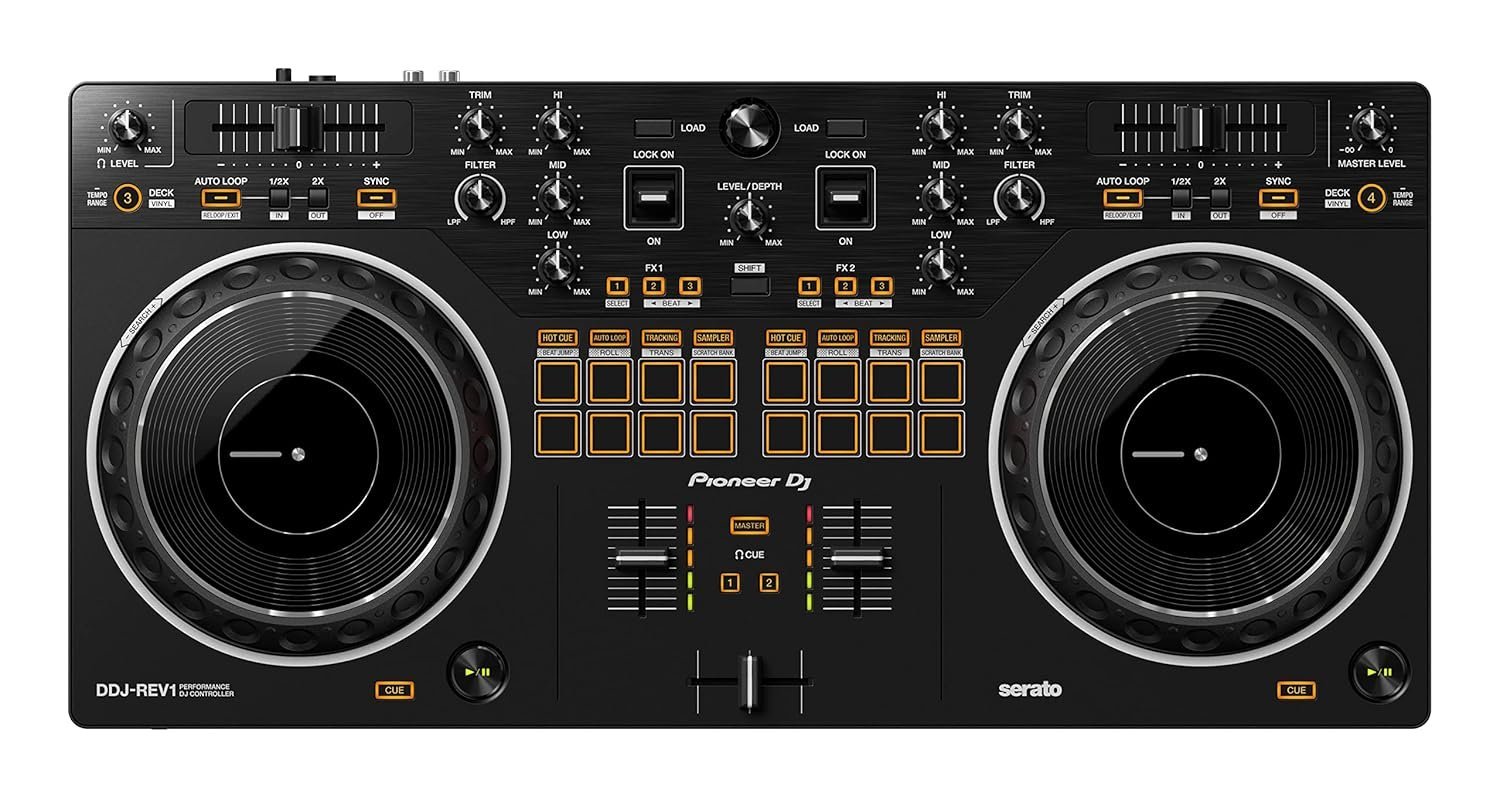 Pioneer DDJ-REV1 Scratch-style 2-channel DJ controller for Serato DJ Lite (Black)