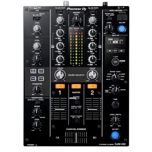 67ee328af0256a9c8834a166fefc195119527382d442a129cb866.jpg Pioneer DJM-450 2-channel DJ mixer with Beat FX -Product is Discontinued