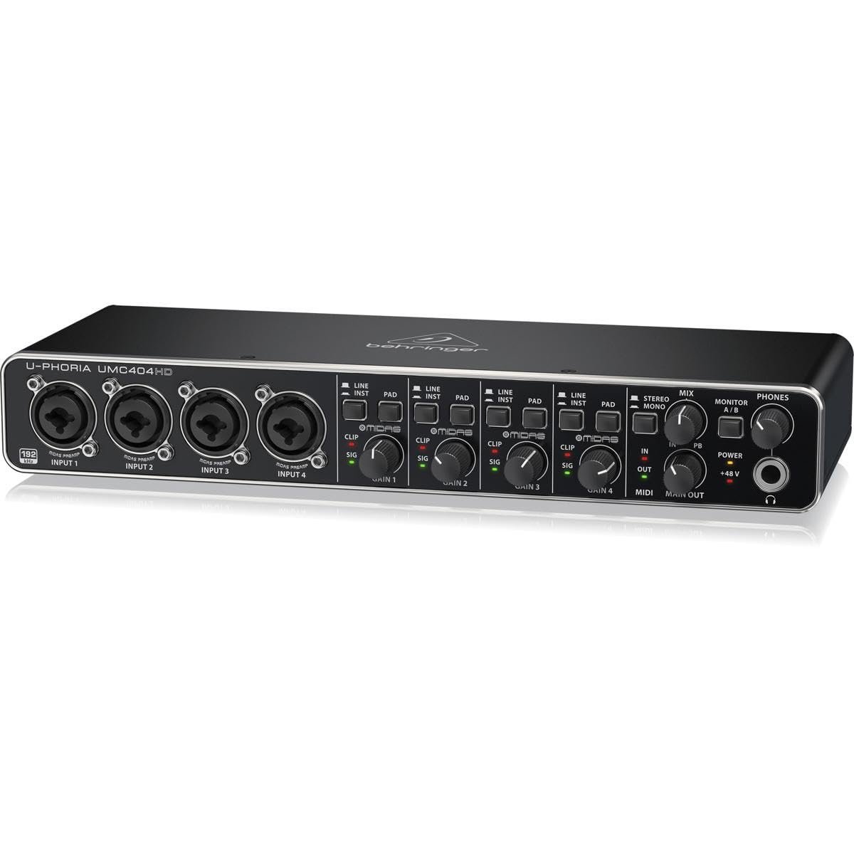 Behringer UMC404HD U-Phoria MIDI Interface with MIDAS Mic Preamplifiers