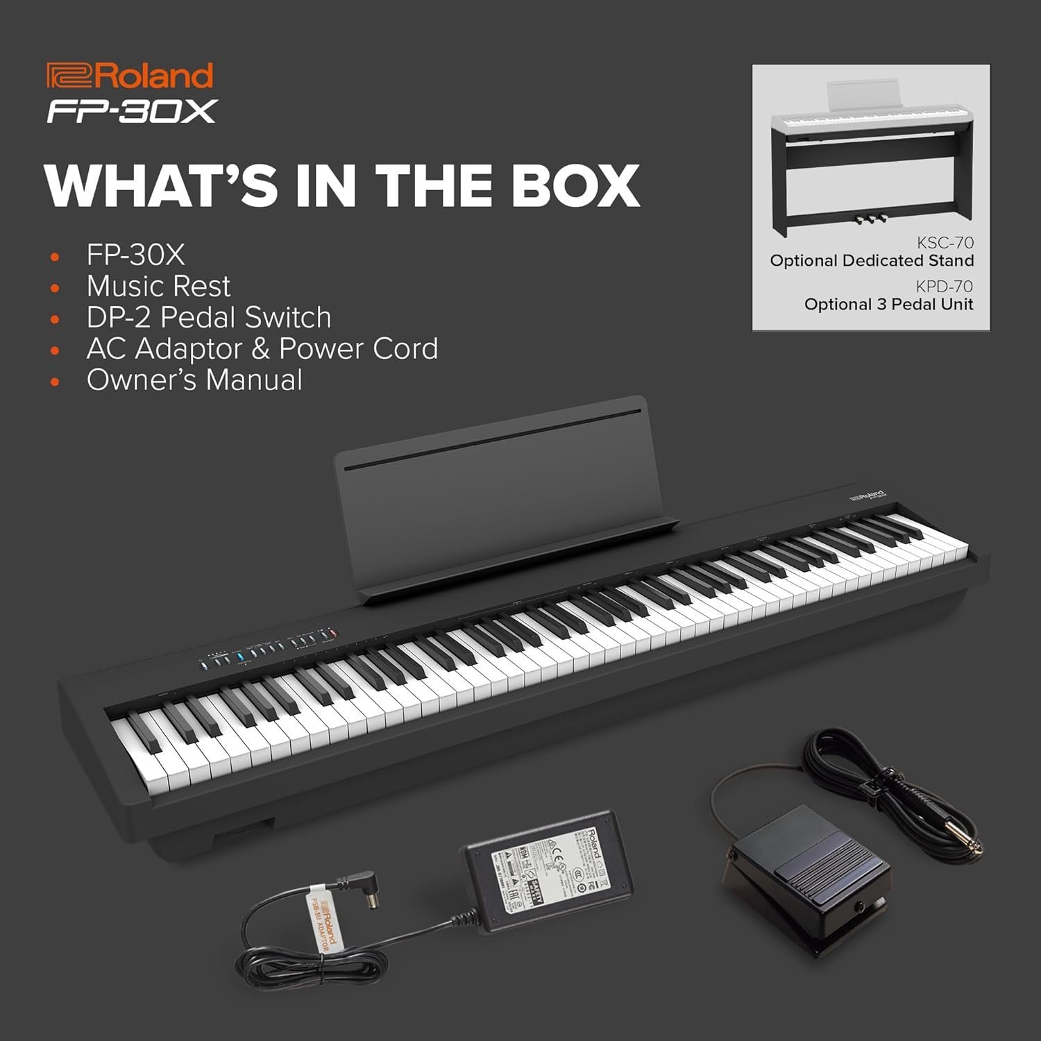 Roland FP-30X Digital Piano, Black