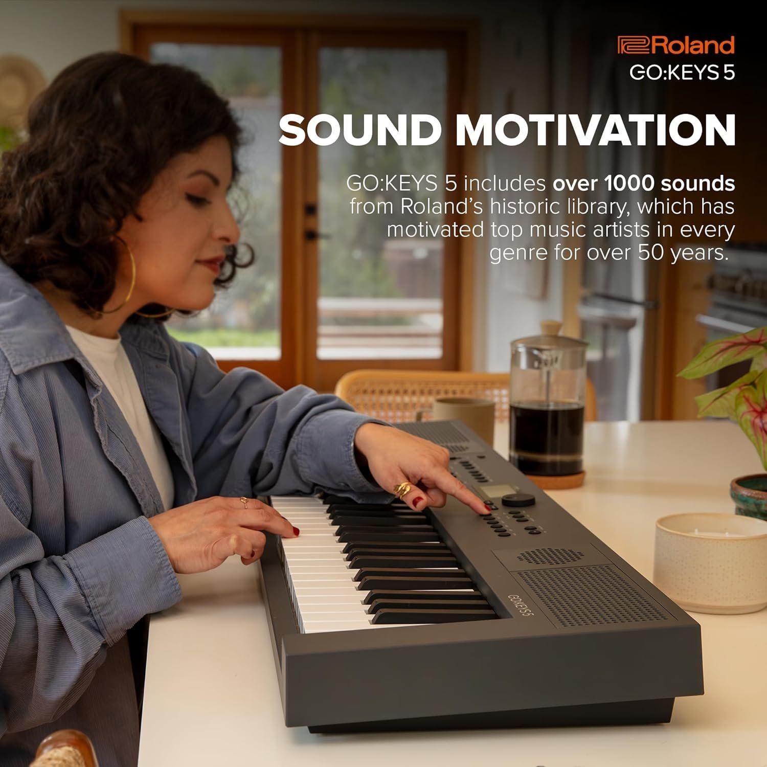 Roland GO:KEYS 5 Music Creation Keyboard | 61-Note Keyboard | Built-In Stereo Speakers | Mic Input | Bluetooth Audio/MIDI Support for Music Streaming - White