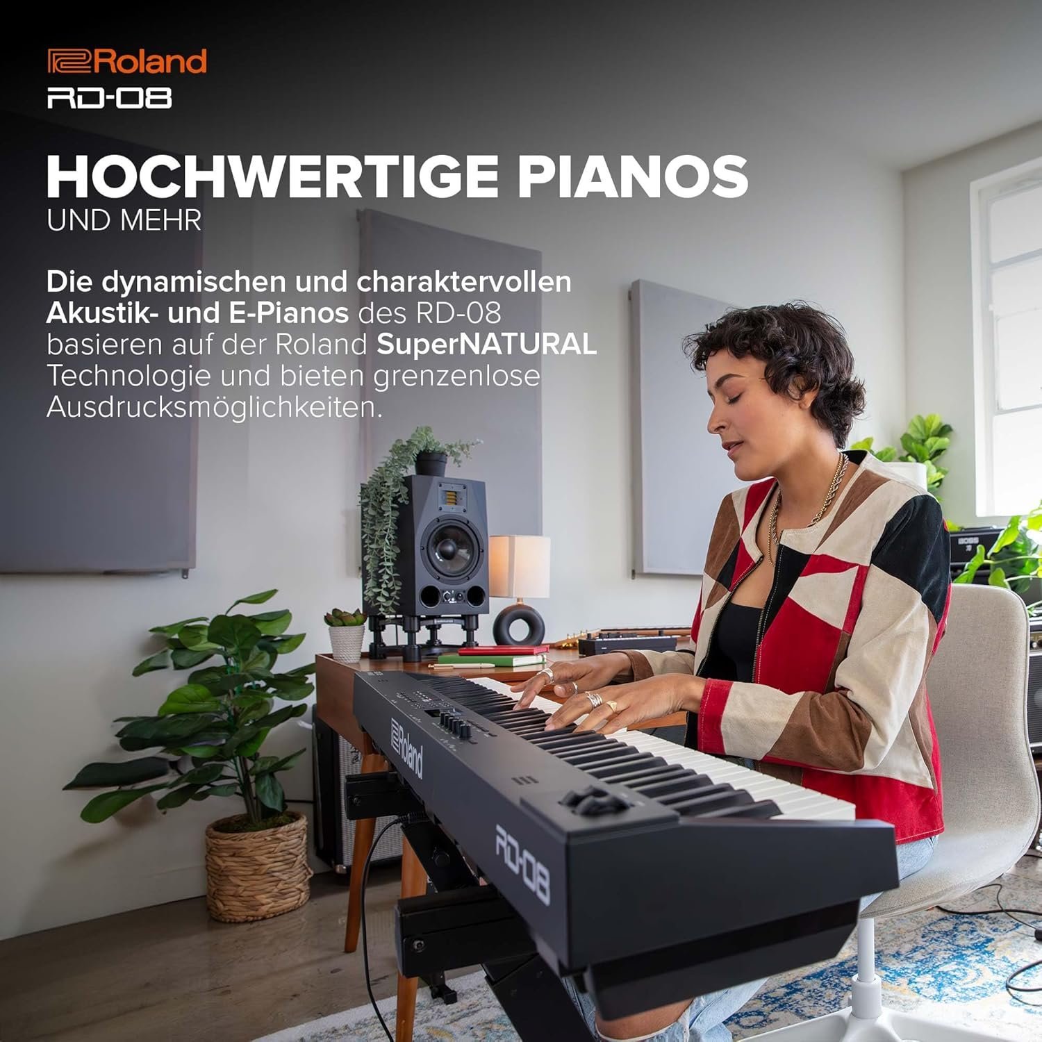 Roland RD-08 Stage Piano | Authentic RD Sound & Playability | Streamlined Design | 88-Note Weighted Action PHA-4 Keyboard | Expandable Features | +3,000 Built-in Sounds