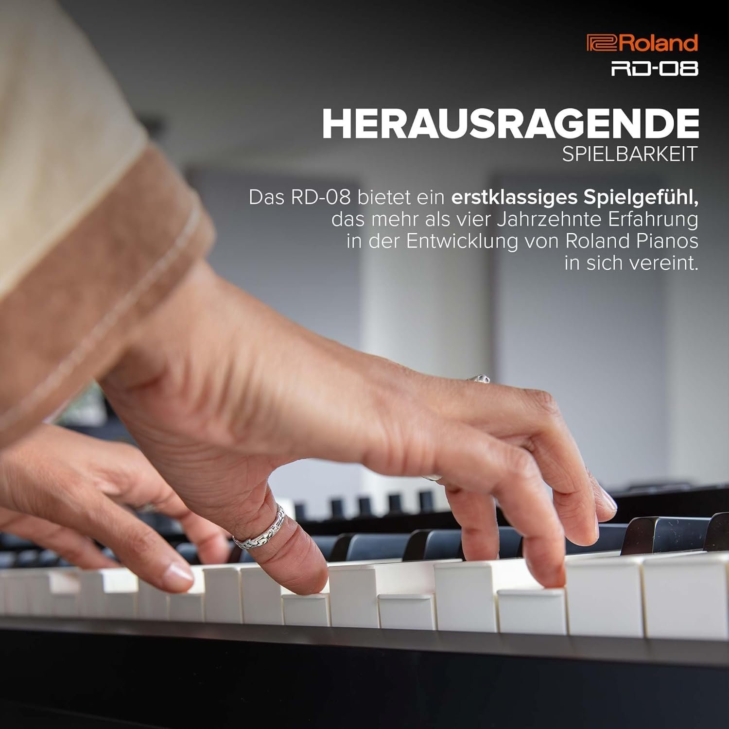 Roland RD-08 Stage Piano | Authentic RD Sound & Playability | Streamlined Design | 88-Note Weighted Action PHA-4 Keyboard | Expandable Features | +3,000 Built-in Sounds