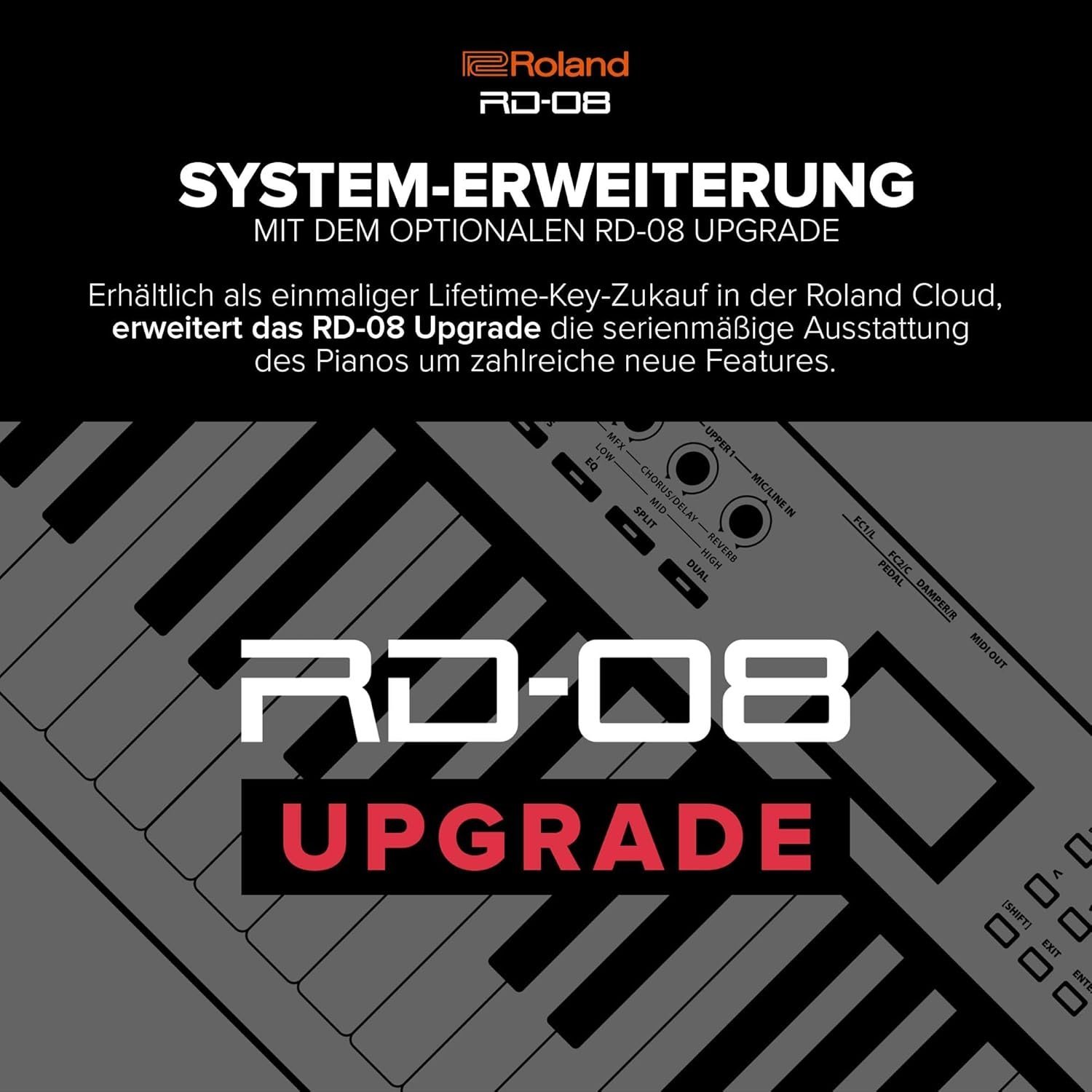 Roland RD-08 Stage Piano | Authentic RD Sound & Playability | Streamlined Design | 88-Note Weighted Action PHA-4 Keyboard | Expandable Features | +3,000 Built-in Sounds