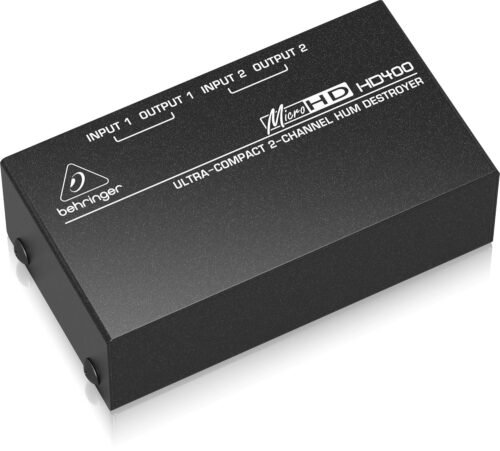 67ee48502318e610b8a4d69d7404ec2ee446a7040b934c54a251c.jpg Behringer MicroHD HD400 Ultra-Compact 2-Channel Hum Destroyer, Silver
