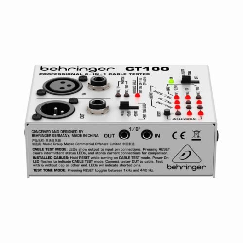 67ee4d9f911b9bf74619f29a61e2912ab9c1e32791cb9bfd5b033.jpg Behringer CT100 Cable Tester, Silver