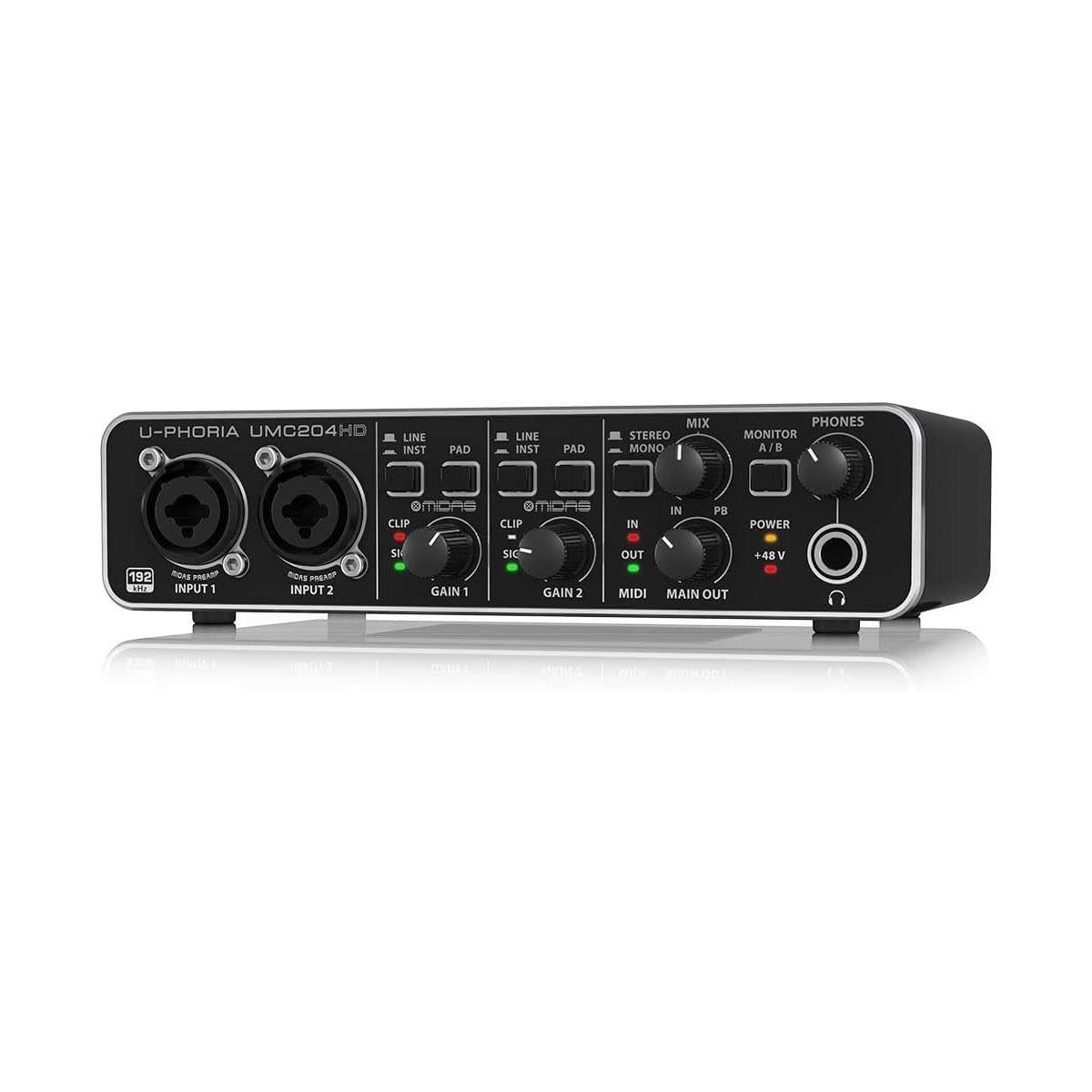 67ee532cd91e11acd6036ced5ffffc85b16b9f80942ab152858ed.jpg Behringer U-Phoria UMC204HD Audiophile 2x4, 24-Bit/192 kHz USB Audio/MIDI Interface with Midas Mic Preamplifiers