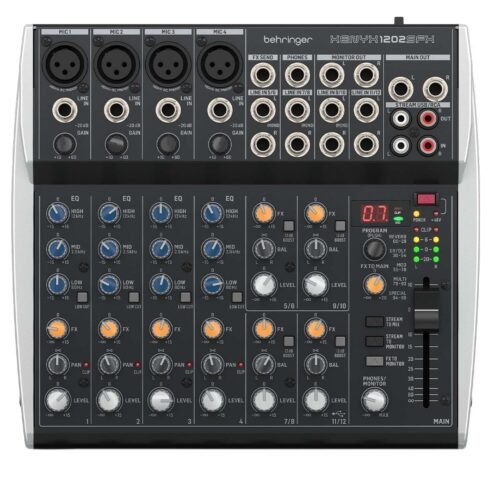 67ee5e60d70c140872aee9bceb289e5db349baf7b8a30aa9832dc.jpg Behringer Xenyx 1202SFX 12-Channel Analog Audio Mixer With USB Connection, Black