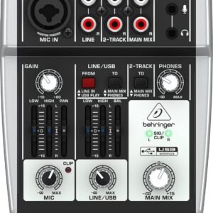 Behringer 302USB Premium 5-Input Analog Audio Mixer with XENYX Mic Preamp and USB/Audio Interface, Black