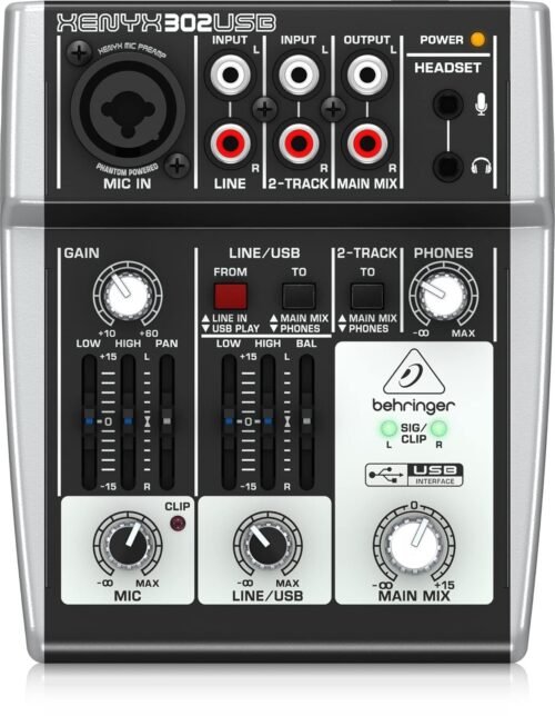67ee5f256401386193b33855afa5de52a94c0f5b4cd120c0feeee.jpg Behringer 302USB Premium 5-Input Analog Audio Mixer with XENYX Mic Preamp and USB/Audio Interface, Black